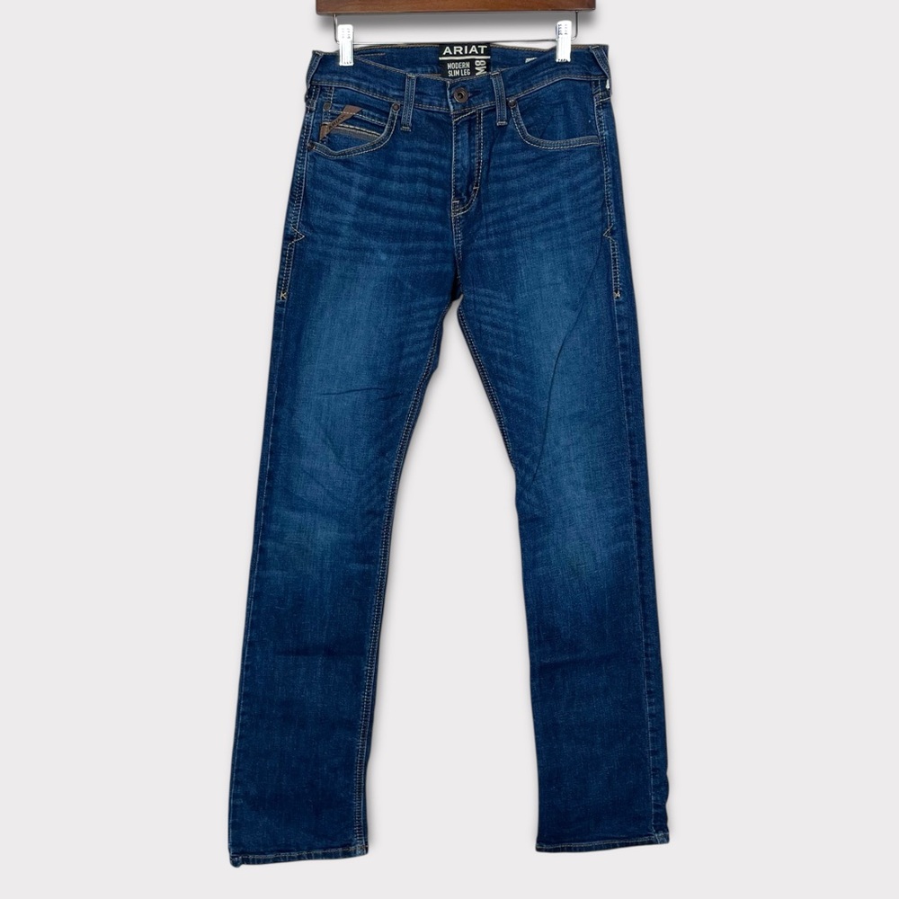 Ariat Mens M8 Modern Slim Brawley Jeans 30x34 Medium Dark Wash
